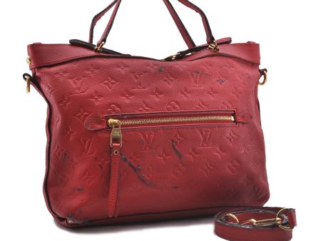 Auth Louis Vuitton Monogram Empreinte Bastille PM 2Way Tote Bag M41169 Red 5030D Online