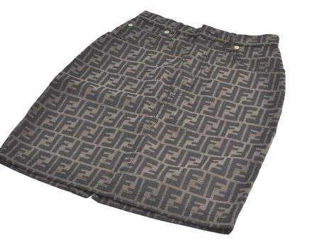 Authentic FENDI Zucca Skirt Cotton USA 4 Size 24 inch Brown Balck J1573 For Sale