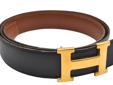 Authentic HERMES Constance Ladies Leather Belt Size 95cm 37.4  Black Brown 0040E For Cheap