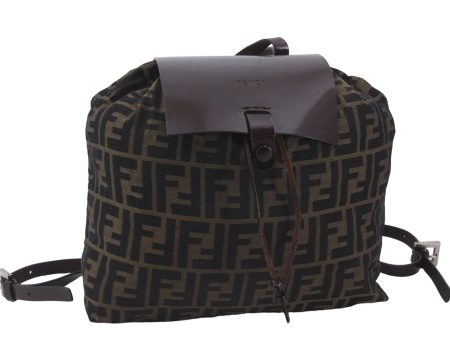 Authentic FENDI Zucca Backpack Nylon Leather Brown 6795D Online Hot Sale