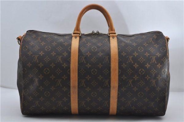 Auth Louis Vuitton Monogram Keepall Bandouliere 50 Boston Bag M41416 LV 9116D For Sale