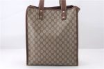 Authentic GUCCI Web Sherry Line Tote Bag GG PVC Leather 211135 Brown 2331F For Discount