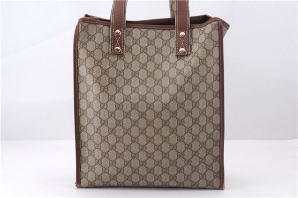 Authentic GUCCI Web Sherry Line Tote Bag GG PVC Leather 211135 Brown 2331F For Discount