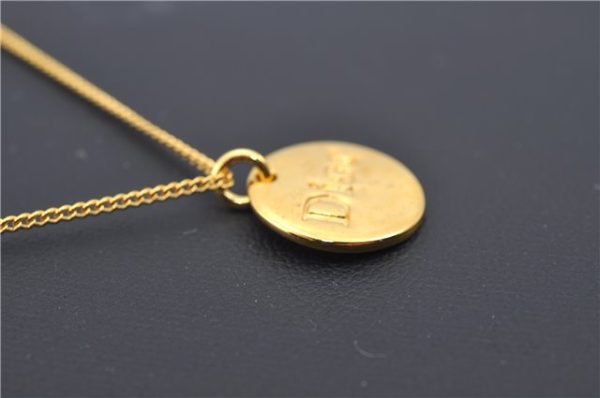 Authentic Christian Dior Logo Gold Plating Necklace Pendant CD J6056 on Sale