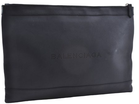 Authentic BALENCIAGA Navy Clip L Clutch Bag Purse Leather 373840 Black 4890E Online