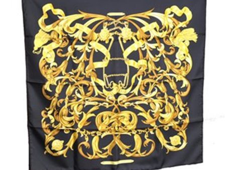 Authentic HERMES Carre 90 Scarf  Le Mors a la Conetable  Silk Black Box J6000 Supply