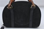 Authentic GUCCI Bamboo 2way Hand Shoulder Pouch Purse Suede Leather Black 9298D Online now