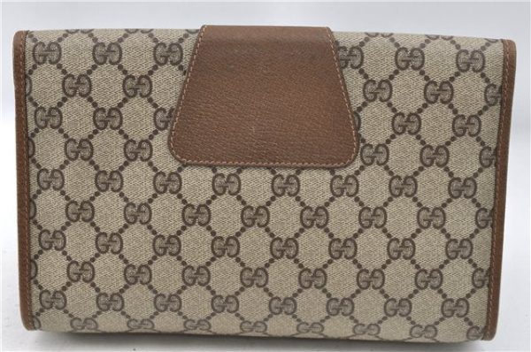 Authentic GUCCI Web Sherry Line Clutch Hand Bag Purse GG PVC Leather Brown J4054 Discount