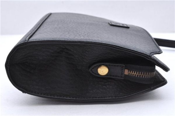 Authentic Burberrys Vintage Leather Clutch Hand Bag Purse Black 9881D Sale