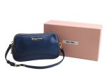 Authentic MIU MIU Leather Hand Pouch Purse 5ARH02 Blue Box 5412E Online Hot Sale