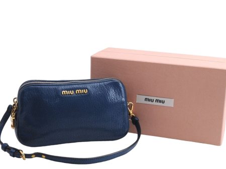 Authentic MIU MIU Leather Hand Pouch Purse 5ARH02 Blue Box 5412E Online Hot Sale