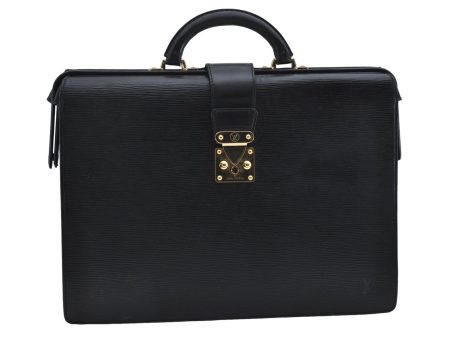 Authentic Louis Vuitton Epi Serviette Fermoir Briefcase M54352 Black LV 9096D Fashion