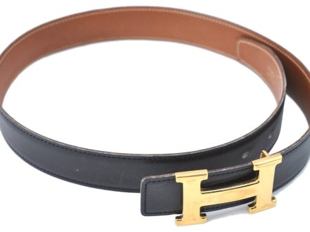 Authentic HERMES Constance Ladies Leather Belt Size 70cm 27.6  Black Brown 4618B For Sale