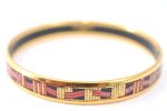 Authentic HERMES Email PM Bangle Ribbon Motif Gold Black Red J1393 Supply