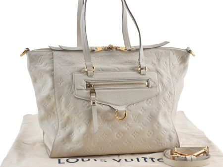 Auth Louis Vuitton Monogram Empreinte Lumineuse PM Tote Bag M93411 White J0778 Fashion