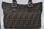 Authentic FENDI Zucca Hand Bag Purse Nylon Leather Brown 1426E Hot on Sale