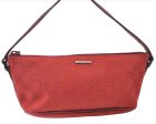 Authentic GUCCI Vintage Hand Bag Pouch Purse GG Canvas Leather 07198 Red 6913E Supply