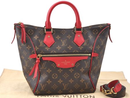 Auth Louis Vuitton Monogram Tournelle PM 2Way Shoulder Tote Bag M44027 Red J1558 Discount