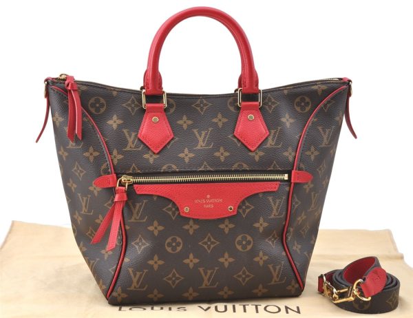 Auth Louis Vuitton Monogram Tournelle PM 2Way Shoulder Tote Bag M44027 Red J1558 Discount