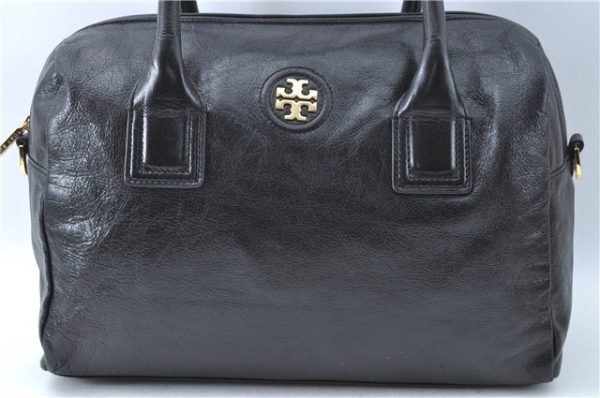 Authentic TORY BURCH Leather 2Way Shoulde Hand Bag Purse Black J1983 on Sale