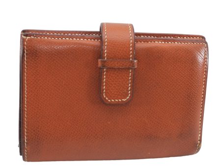 Authentic HERMES Jura Trifold Wallet Purse Leather Brown 0060E Fashion