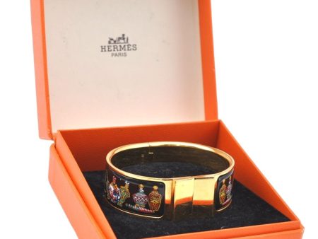 Authentic HERMES Email GM Bangle Vase Motif Gold Black Box J0857 Hot on Sale