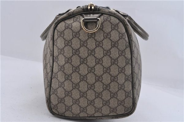 Auth GUCCI Vintage Hand Boston Bag GG PVC Leather 193603 Brown Silver Gray 4890D Online Hot Sale