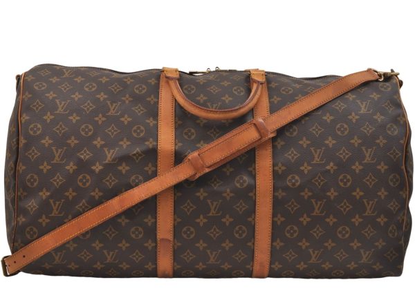 Auth Louis Vuitton Monogram Keepall Bandouliere 60 Boston Bag M41412 LV 1401E For Cheap