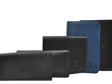 Auth Louis Vuitton Epi Key Case Card Case Coin Purse Black Blue 5Set LV 7313D on Sale