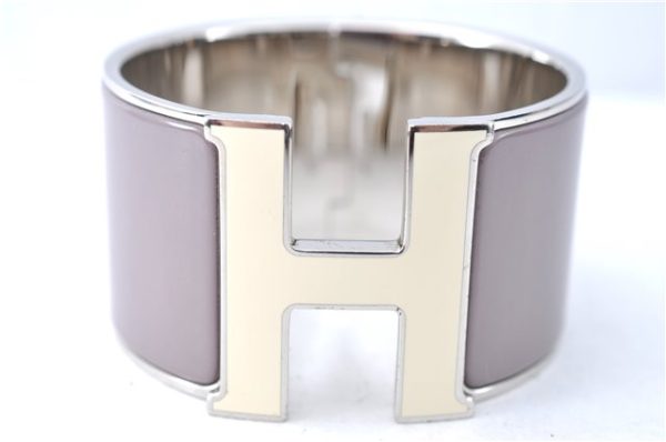 Authentic HERMES Bangle ClicH Silver Light Purple Box J1619 Sale