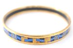 Authentic HERMES Email PM Bangle Ribbon Motif Gold Blue Black J1568 Cheap