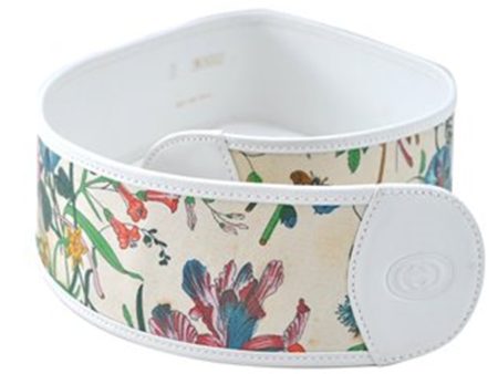 Authentic GUCCI Flora Belt Canvas Lether 70cm 28  Ivory White J5944 For Discount