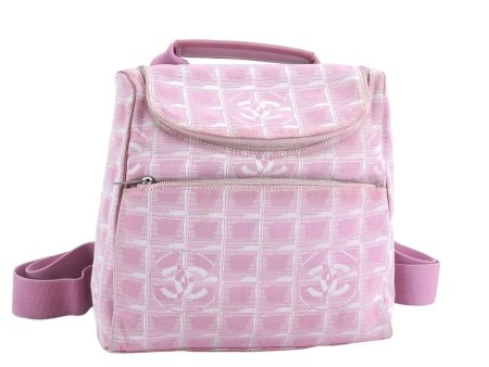 Authentic CHANEL New Travel Line 2Way Backpack Shoulder Bag Nylon Pink 1344E Hot on Sale