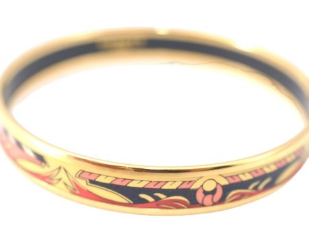 Authentic HERMES Email PM Bangle Rope Motif Gold Red Black J1481 For Cheap