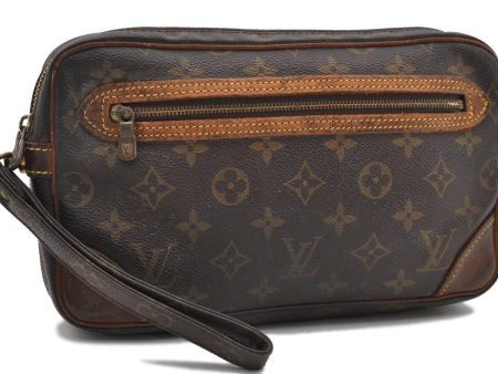 Auth Louis Vuitton Monogram Marly Dragonne GM Clutch Hand Bag M51825 LV 4728D For Sale