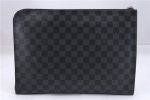 Auth Louis Vuitton Damier Graphite Pochette Jours GM N64437 Document Case 0501E Supply