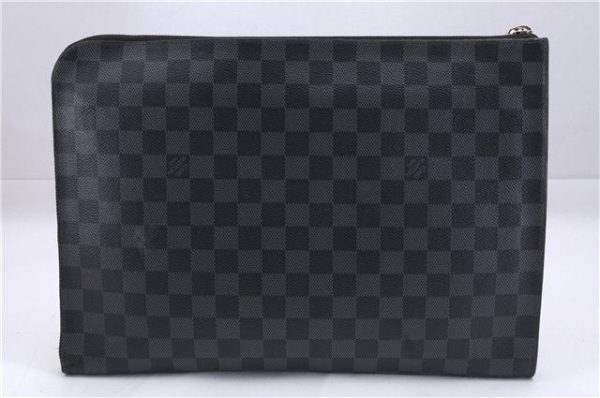 Auth Louis Vuitton Damier Graphite Pochette Jours GM N64437 Document Case 0501E Supply