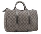 Auth GUCCI Vintage Hand Boston Bag GG PVC Leather 193603 Brown Silver Gray 4890D Online Hot Sale