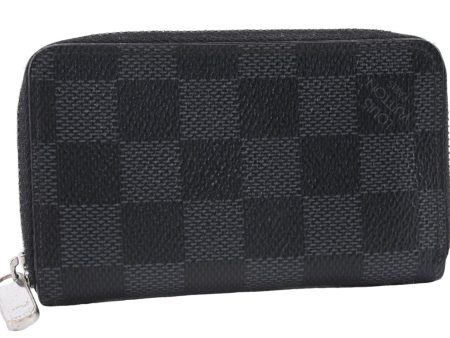 Authentic Louis Vuitton Damier Graphite Zippy Coin Purse Wallet N63076 LV 6233E Cheap