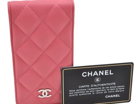 Authentic CHANEL Lamb Skin Matelasse CC Logo Ipod Case Pink J4536 Hot on Sale