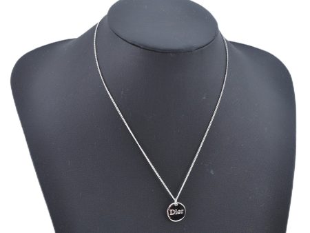 Authentic Christian Dior Logo Silver Tone Necklace CD J6055 on Sale