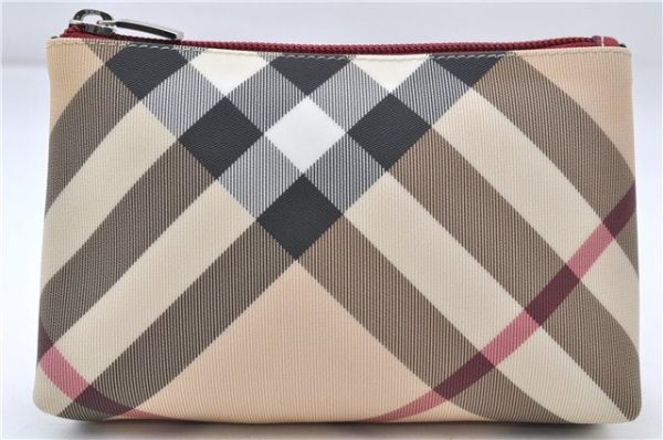 Authentic BURBERRY Vintage Nova Check Pouch Purse PVC Beige 4907E Online Sale