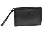 Authentic Burberrys Vintage Clutch Hand Bag Purse Leather Black J3823 Supply