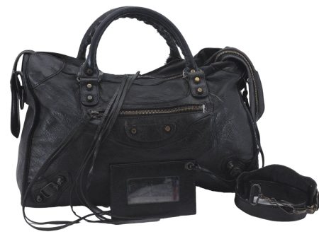 Authentic BALENCIAGA Classic The City 2Way Hand Bag Leather 115748 Black 4834D Online Sale