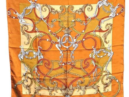 Auth HERMES Carre 90 Scarf  pas me faire antoine de pluvinel  Silk Brown J2305 Online Hot Sale