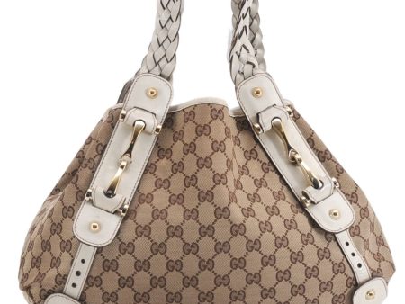 Authentic GUCCI Shoulder Tote Bag GG Canvas Leather 162900 Brown White 2933E For Discount