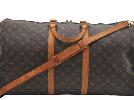 Authentic Louis Vuitton Monogram Keepall Bandouliere 55 M41414 Boston Bag 2823E Online Sale