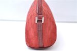 Authentic GUCCI Vintage Hand Bag Pouch Purse GG Canvas Leather 07198 Red 6913E Supply