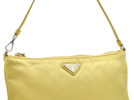 Authentic PRADA Nylon Tessuto Leather Shoulder Hand Bag Pouch Purse Yellow 6636E Fashion