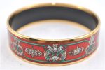 Authentic HERMES Email GM Bangle Bangle Crest and Ribbon Motif Red Gold J2936 Hot on Sale